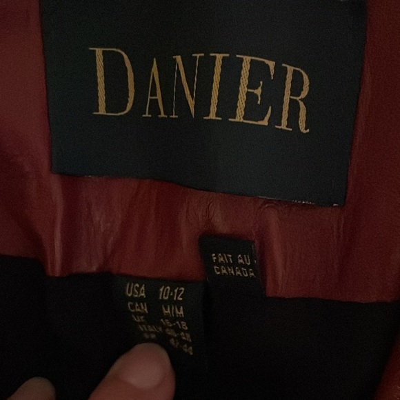 Danier leather jacket black red collar - Picture 2 of 3